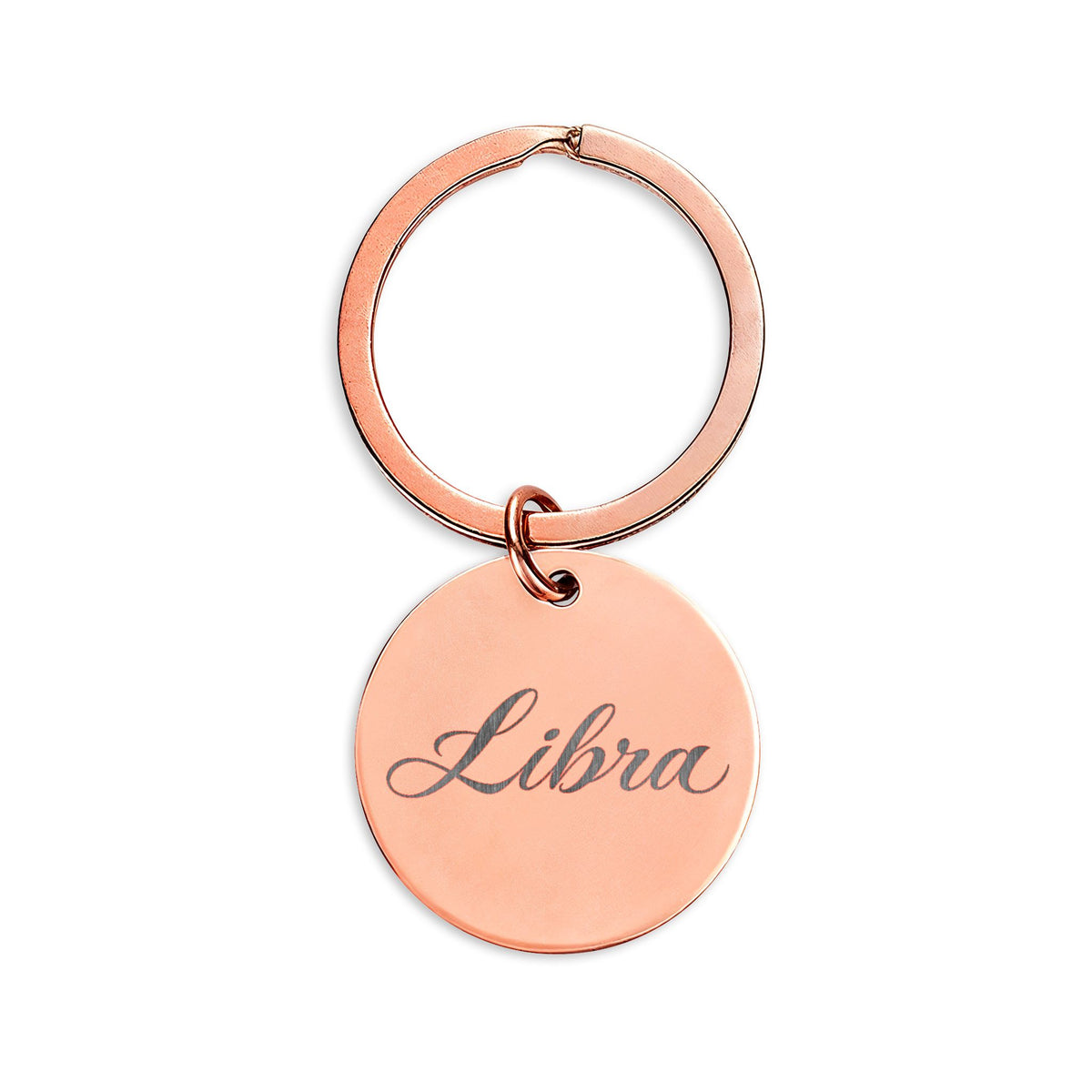 Libra Engraved Stainless Steel Round Keychain