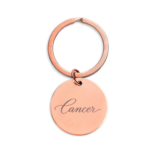 Cancer Engraved Stainless Steel Round Keychain
