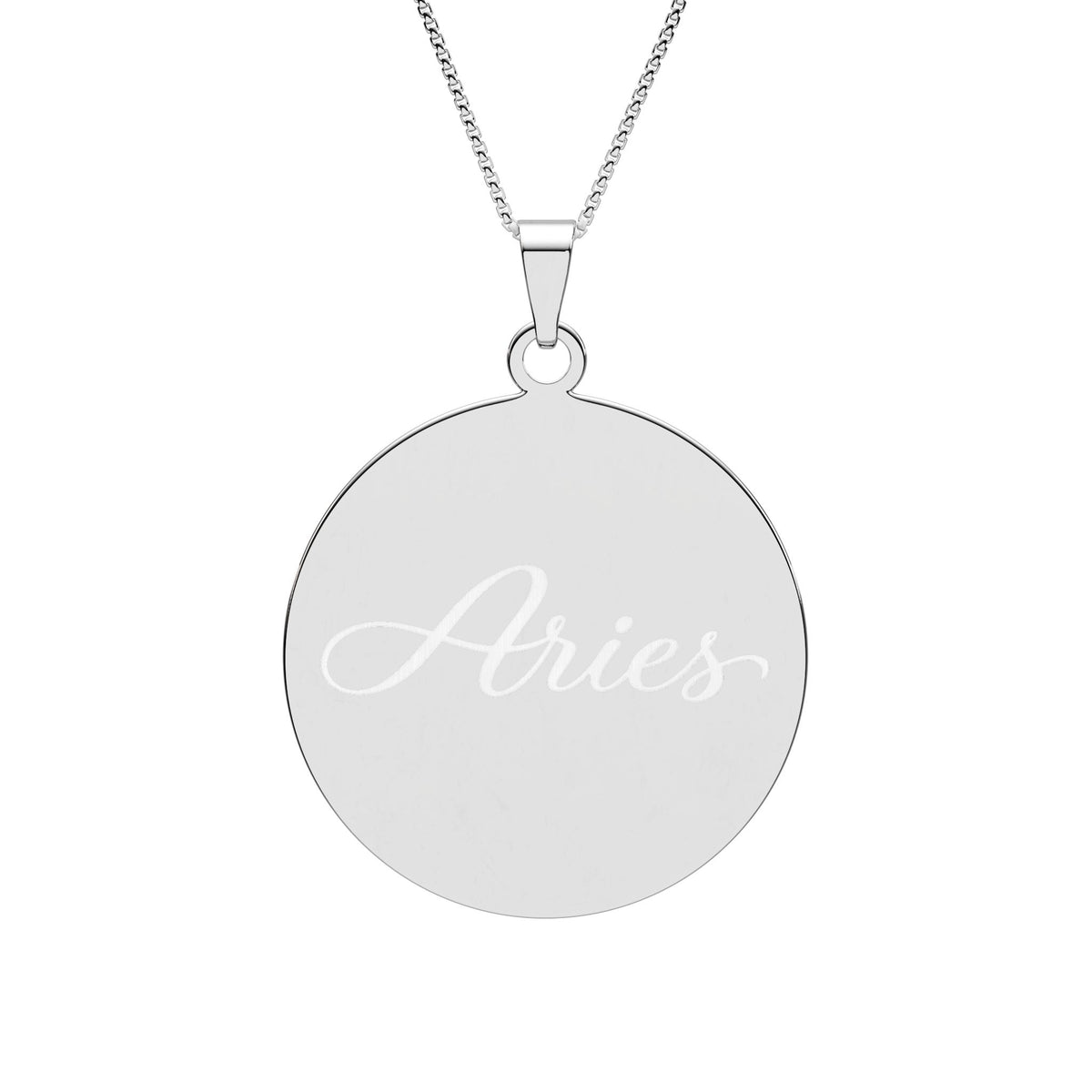 Aries Zodiac Pendant — Round Border Necklace