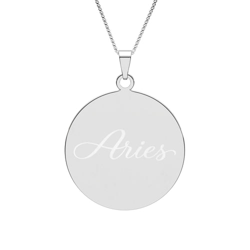 Aries Zodiac Pendant — Round Border Necklace