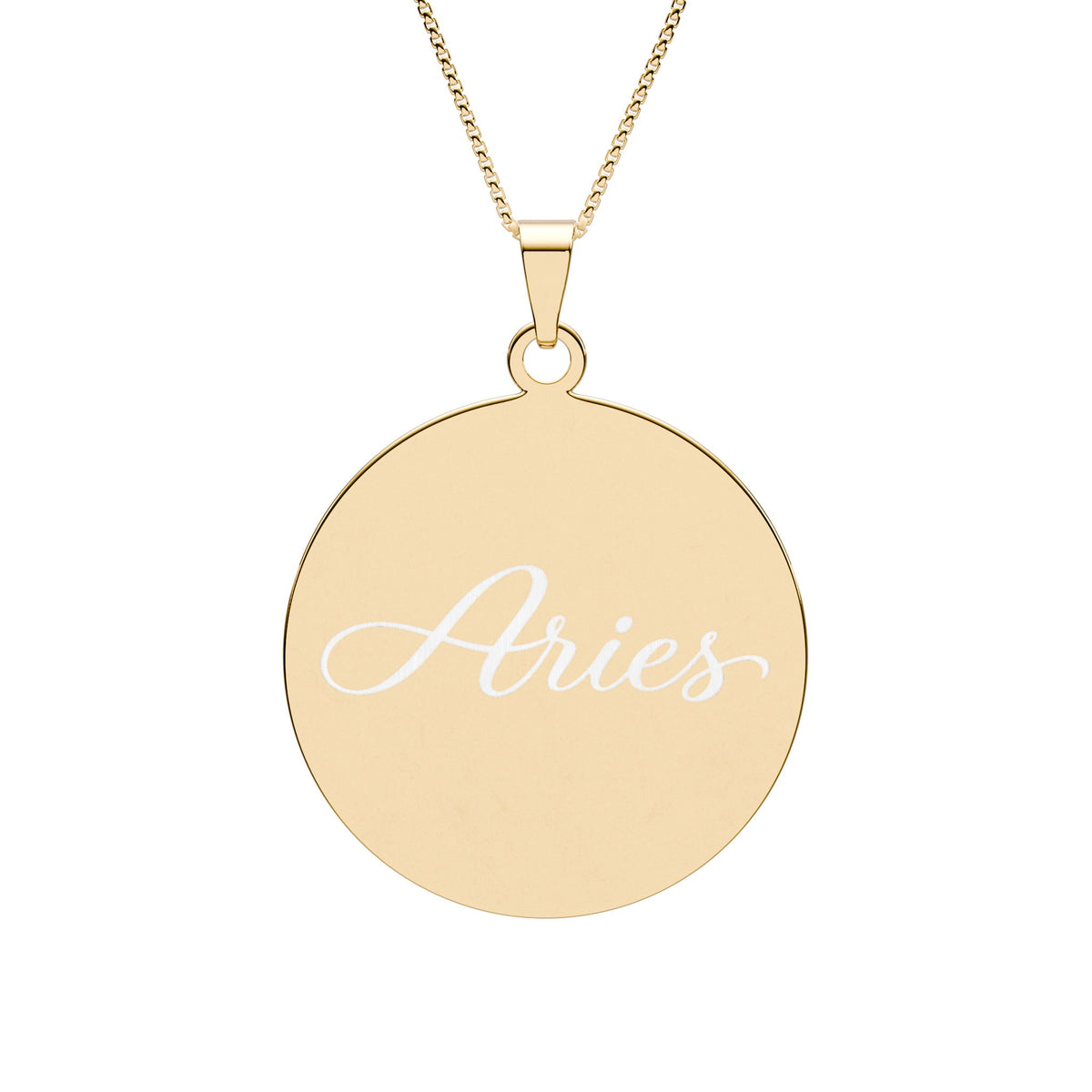Aries Zodiac Pendant — Round Border Necklace