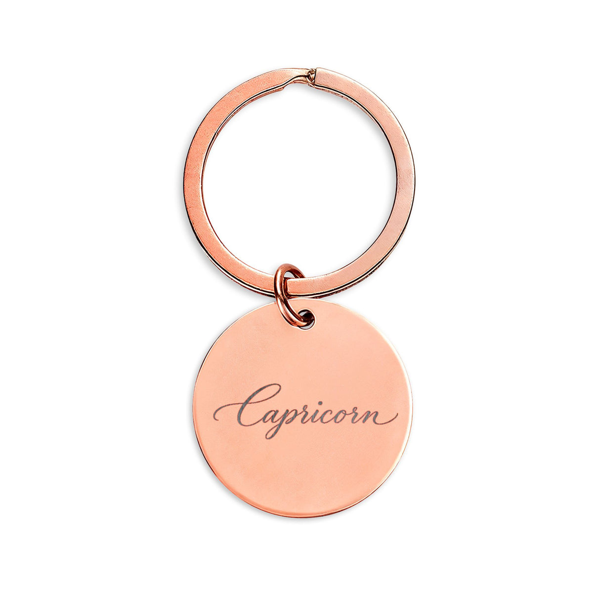 Capricorn Engraved Stainless Steel Round Keychain