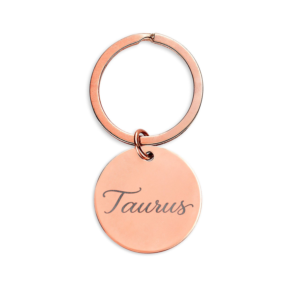 Taurus Engraved Stainless Steel Round Keychain