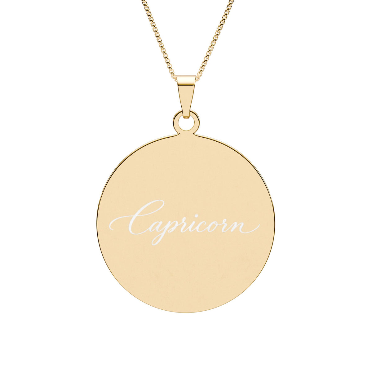 Capricorn Zodiac Pendant — Round Border Necklace