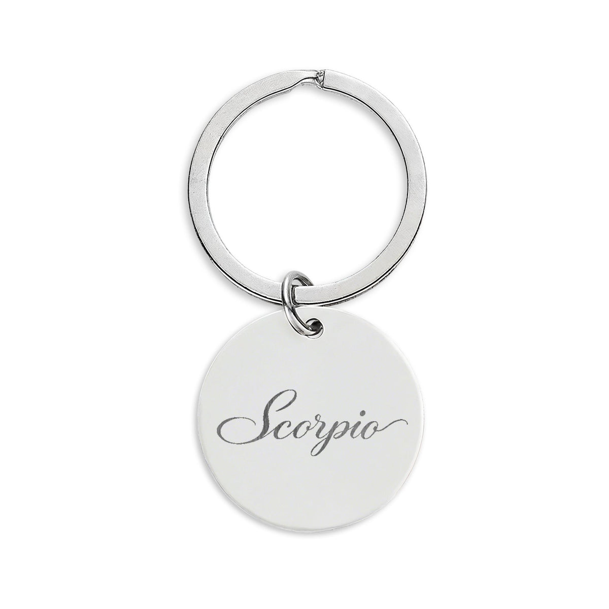 Scorpio Engraved Stainless Steel Round Keychain