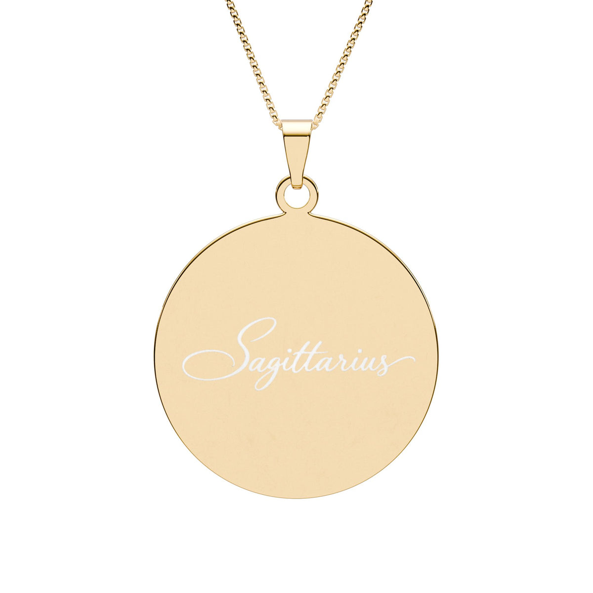 Sagittarius Zodiac Pendant — Round Border Necklace