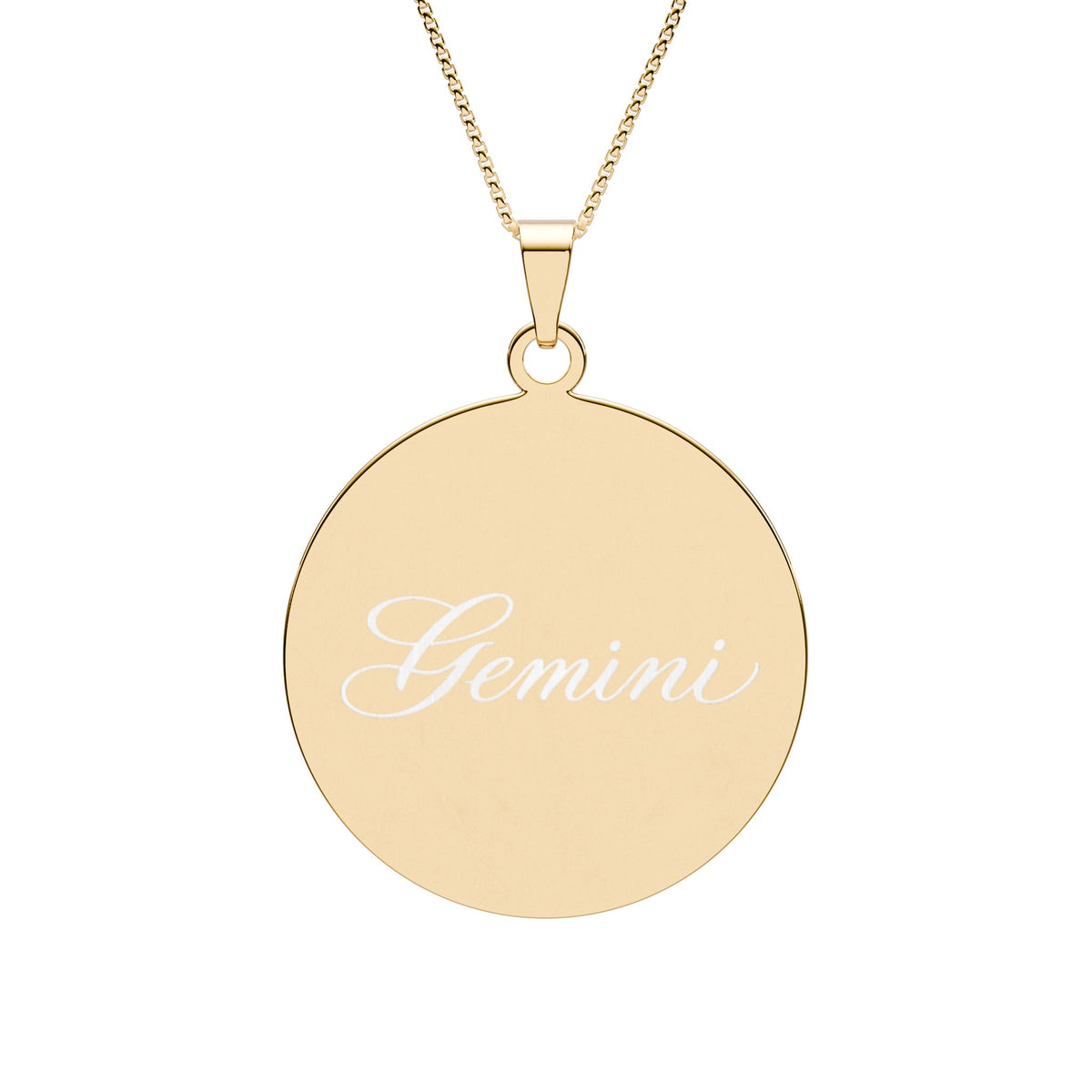 Gemini Zodiac Pendant — Round Border Necklace
