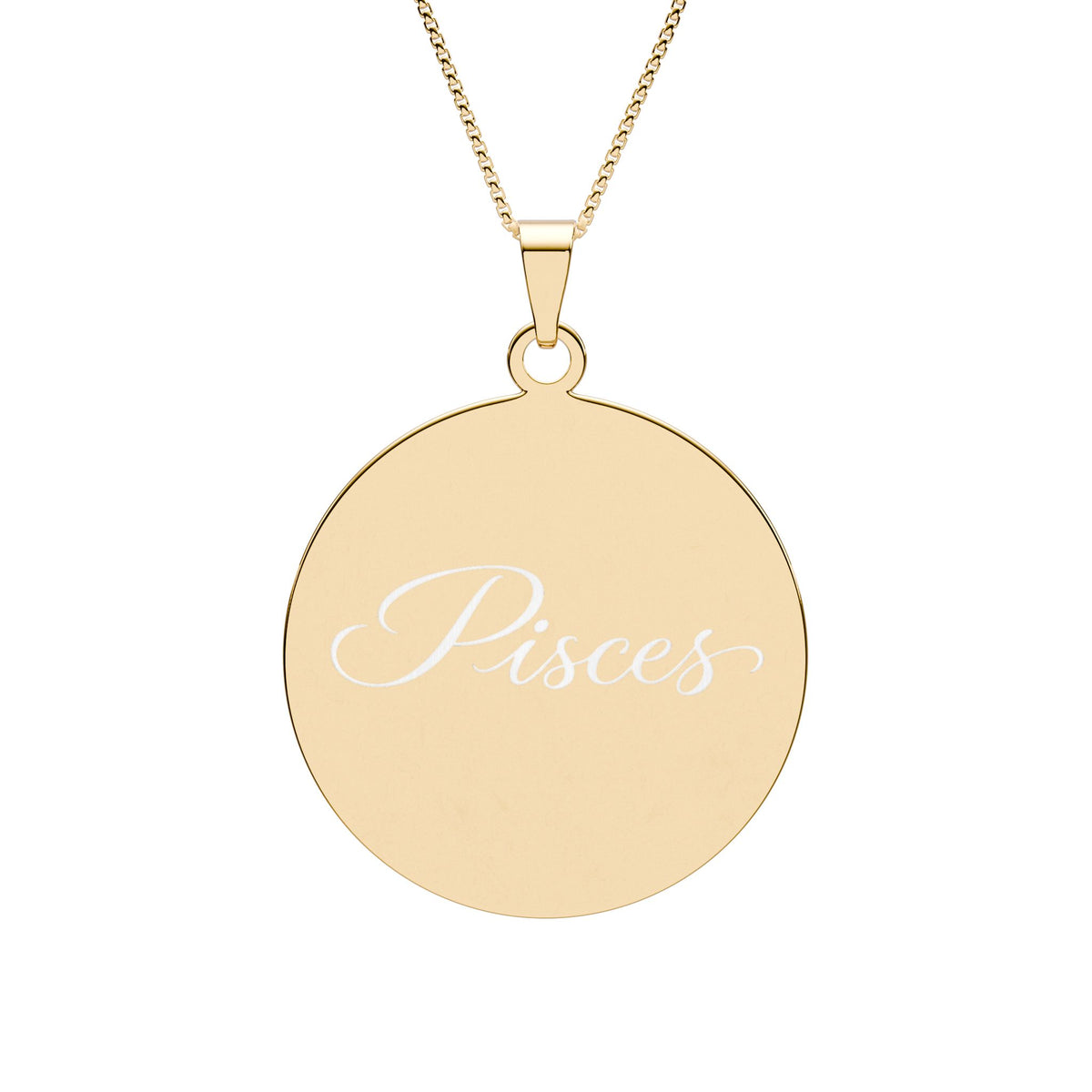 Pisces Zodiac Pendant — Round Border Necklace