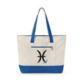 Pisces Zodiac Symbol Zippered Canvas Tote | Astrology Fish Horoscope