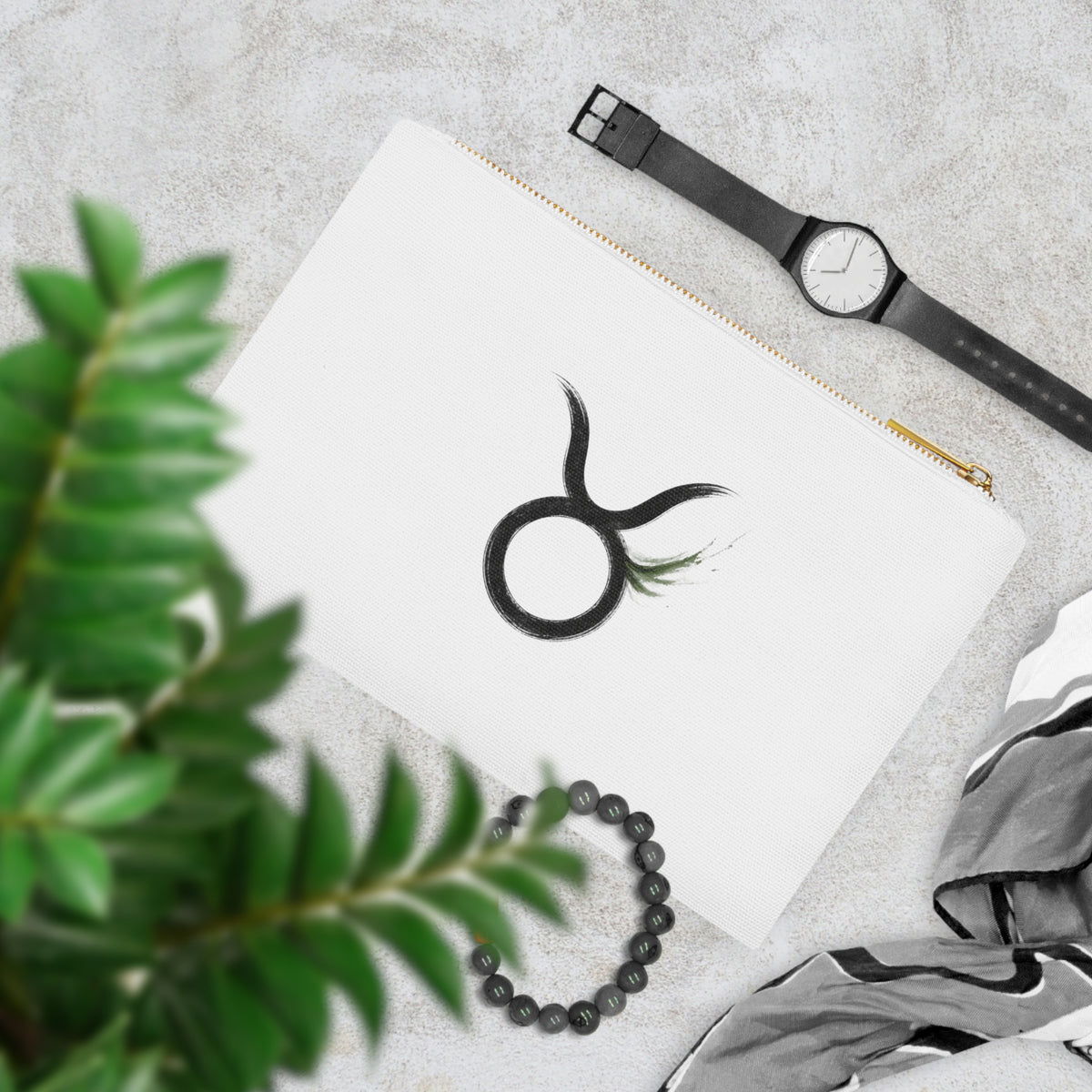 Taurus Zodiac Symbol Cosmetic Bag | Minimal Astrology Makeup Pouch