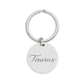 Taurus Engraved Stainless Steel Round Keychain