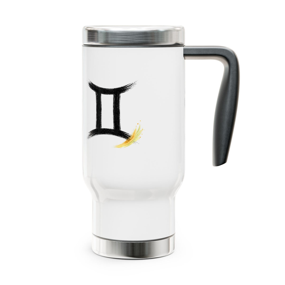 Gemini Zodiac symbol travel mug | Stainless steel 14oz handled tumbler