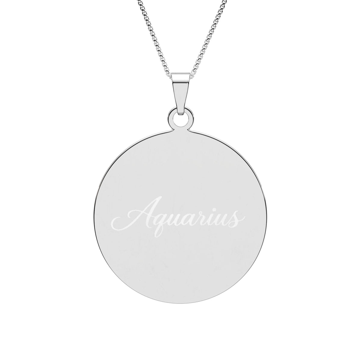 Aquarius Zodiac Pendant — Round Border Necklace