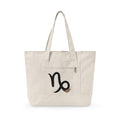 Capricorn Zodiac Symbol Zippered Canvas Tote | Astrology Horoscope Bag
