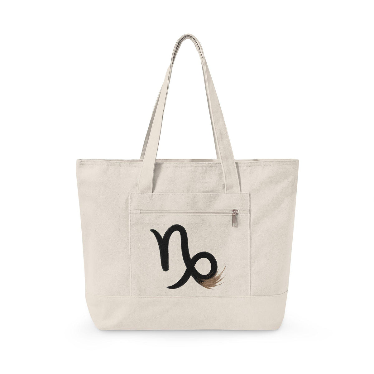 Capricorn Zodiac Symbol Zippered Canvas Tote | Astrology Horoscope Bag