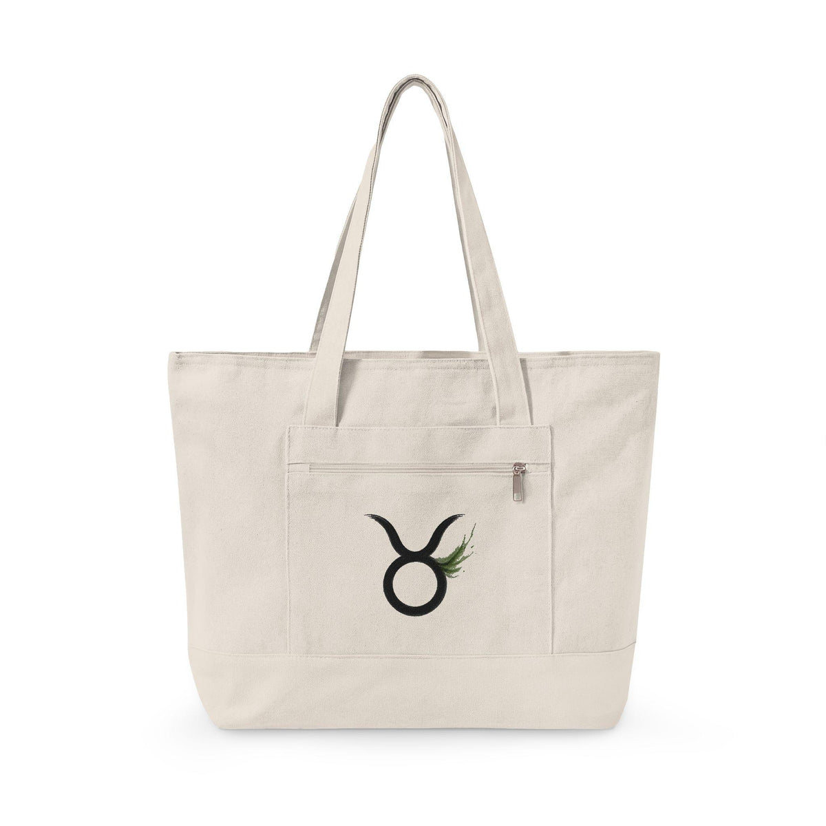 Taurus Zodiac Glyph Tote | Canvas Zippered Tote, Astrology Symbol