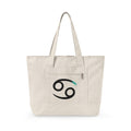Cancer Zodiac Symbol Zippered Canvas Tote | Astrology Tote Bag