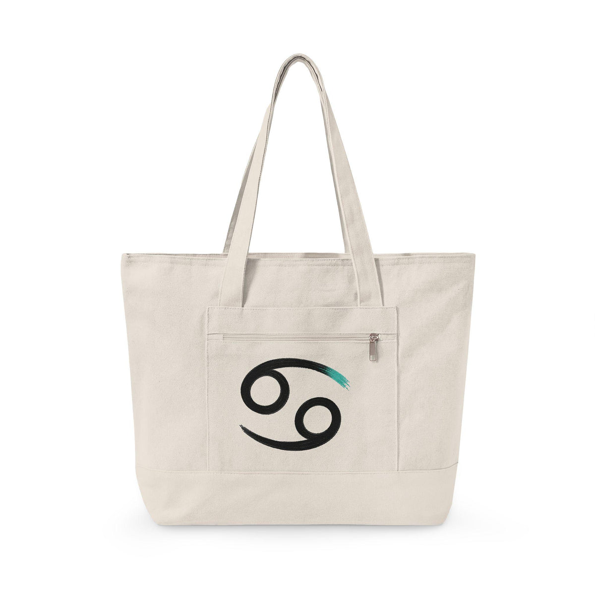 Cancer Zodiac Symbol Zippered Canvas Tote | Astrology Tote Bag