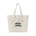 Aquarius Wave Zodiac symbol Zippered Canvas Tote | Astrology Water-bearer