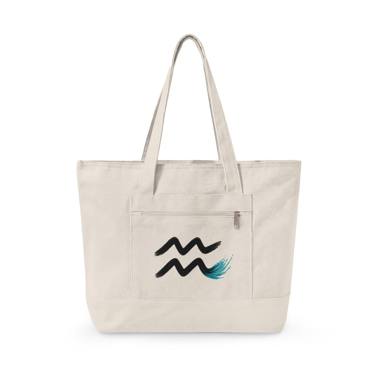 Aquarius Wave Zodiac symbol Zippered Canvas Tote | Astrology Water-bearer