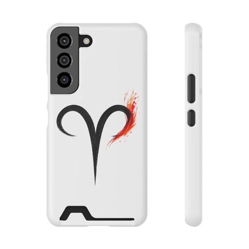 Aries Zodiac Symbol phone case with card holder | Minimal Astrology design
