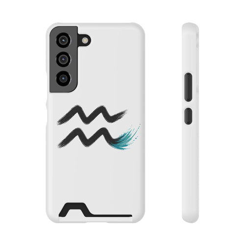 Aquarius Zodiac Symbol Phone Case with Card Holder | Minimal Astrology